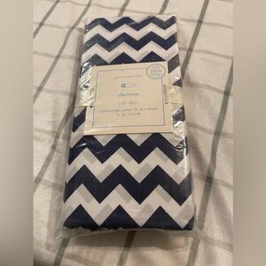 Pottery Barn kids navy and white chevron crib skirt